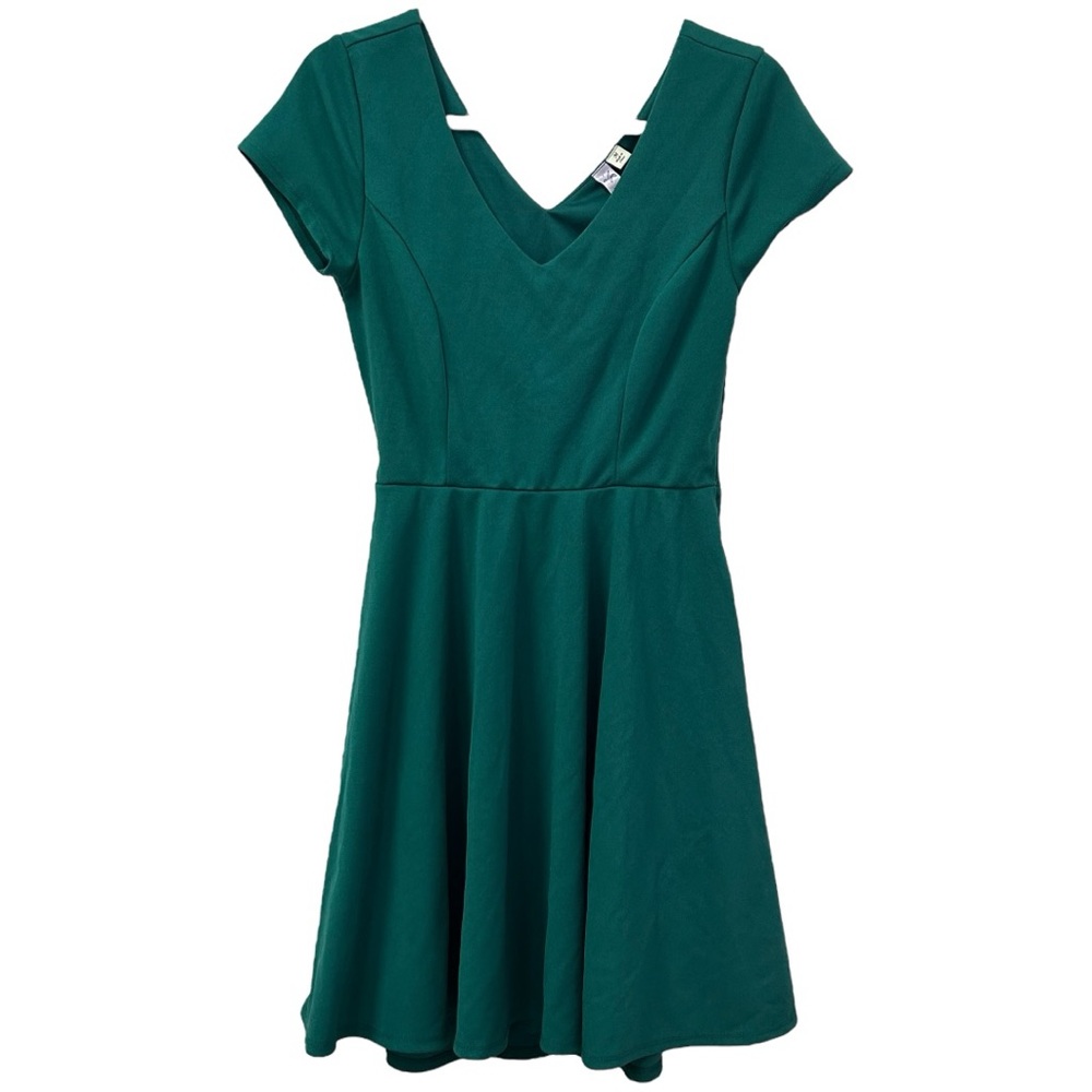Alya Women’s Short Sleeve V Neck Fit‎ & Flare Mini Dress  Sz M